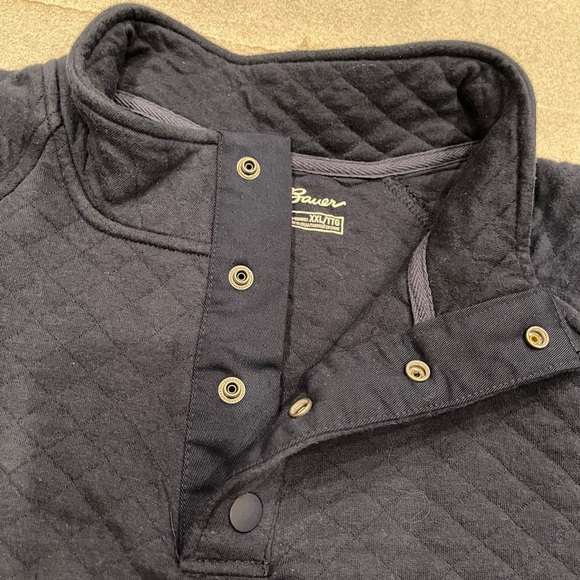 [XXL]Eddie Bauer Black Quilted Pullover 1/4 snap Cotton Blend Sweatshirt - Picture 4 of 9